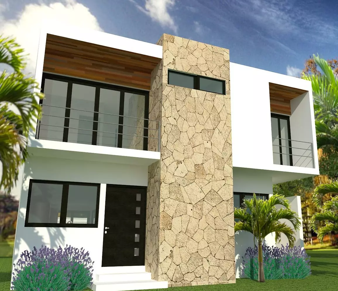 Design Villa in Riviera Tulum with two floors, living, terraces and garden.