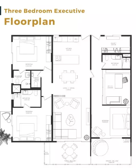 Three Bedroom Executive Floor Plan