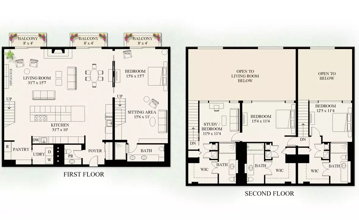 Waterfront Zen - 412 Floor Plan - Color